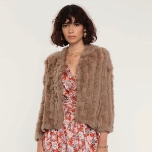 Heartloom Rosa Fur Jacket in Sepia